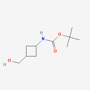 Chemical structure of tert-butyl N-[trans-3-(hydroxymethyl)cyclobutyl]carbamate