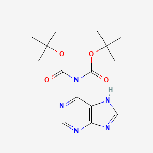 Chemical structure of tert-butyl N-[(tert-butoxy)carbonyl]-N-(9H-purin-6-yl)carbamate