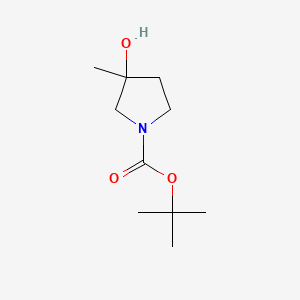 Chemical structure of tert-butyl 3-hydroxy-3-methylpyrrolidine-1-carboxylate