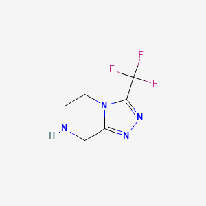 Chemical structure of 3-(trifluoromethyl)-5H,6H,7H,8H-[1,2,4]triazolo[4,3-a]pyrazine