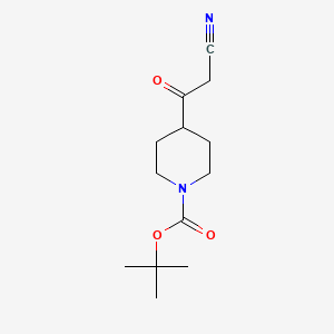 Chemical structure of tert-butyl 4-(2-cyanoacetyl)piperidine-1-carboxylate