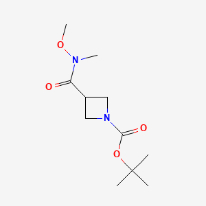 Chemical structure of tert-butyl 3-[methoxy(methyl)carbamoyl]azetidine-1-carboxylate