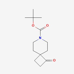 Chemical structure of tert-butyl 1-oxo-7-azaspiro[3.5]nonane-7-carboxylate