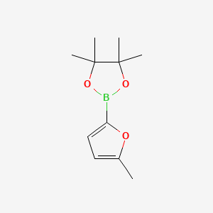 Chemical structure of 4,4,5,5-Tetramethyl-2-(5-methylfuran-2-yl)-1,3,2-dioxaborolane