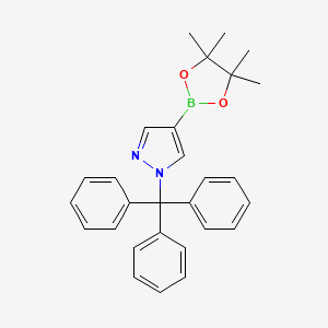 Chemical structure of 4-(4,4,5,5-Tetramethyl-1,3,2-dioxaborolan-2-yl)-1-trityl-1H-pyrazole