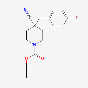 Chemical structure of tert-Butyl 4-cyano-4-(4-fluorobenzyl)piperidine-1-carboxylate