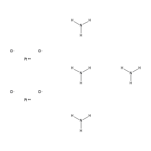 Chemical structure of Tetraammineplatinum tetrachloroplatinate