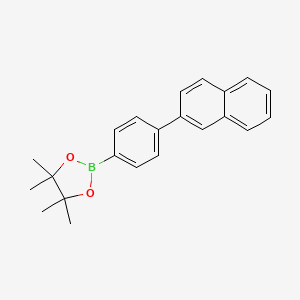 Chemical structure of 4,4,5,5-Tetramethyl-2-(4-(naphthalen-2-yl)phenyl)-1,3,2-dioxaborolane