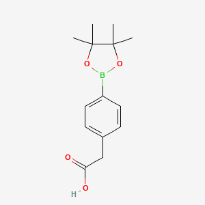 Chemical structure of 2-(4-(4,4,5,5-Tetramethyl-1,3,2-dioxaborolan-2-yl)phenyl)acetic acid