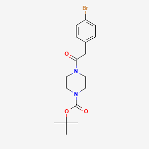 Chemical structure of tert-butyl 4-(2-(4-bromophenyl)acetyl) piperazine-1-carboxylate