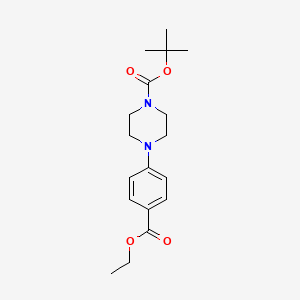 Chemical structure of tert-butyl 4-(4-(ethoxycarbonyl)phenyl)piperazine-1-carboxylate