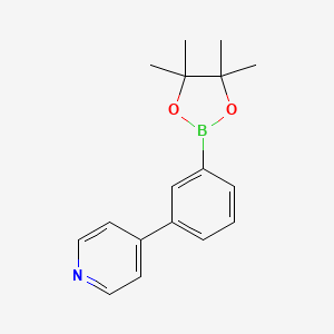 Chemical structure of 4-[3-(4,4,5,5-Tetramethyl-1,3,2-dioxaborolan-2-yl)phenyl]pyridine