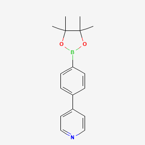 Chemical structure of 4-[4-(4,4,5,5-Tetramethyl-1,3,2-dioxaborolan-2-yl)phenyl]pyridine