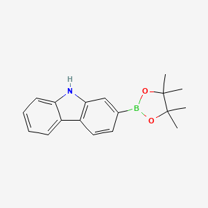Chemical structure of 2-(4,4,5,5-Tetramethyl-1,3,2-dioxaborolan-2-yl)-9H-carbazole