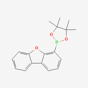 Chemical structure of 4-(4,4,5,5-Tetramethyl-1,3,2-dioxaborolan-2-yl)dibenzofuran