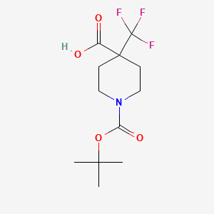 Chemical structure of 4-Trifluoromethyl-piperidine-1,4-dicarboxylic acid mono-tert-butyl ester