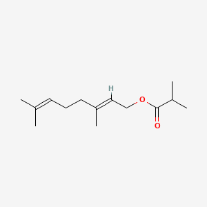 Chemical structure of 3,7-Dimethyl-2,6-octadienyl isobutyrate