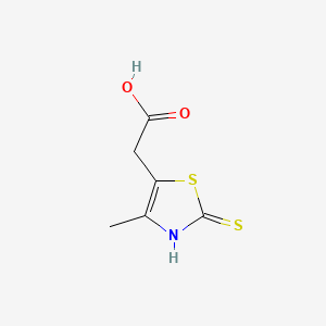 Chemical structure of 2-Mercapto-4-methyl-5-thiazoleacetic acid