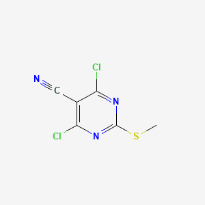 Chemical structure of 4,6-Dichloro-2-(methylthio)pyrimidine-5-carbonitrile