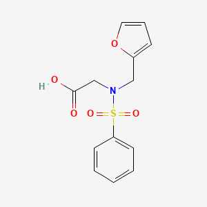 Chemical structure of 2-[benzenesulfonyl(furan-2-ylmethyl)amino]acetic acid