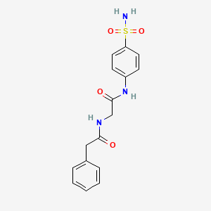 Chemical structure of N-(2-Oxo-2-((4-sulfamoylphenyl)amino)ethyl)-2-phenylacetamide