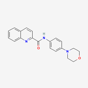 Chemical structure of N-[4-(morpholin-4-yl)phenyl]quinoline-2-carboxamide