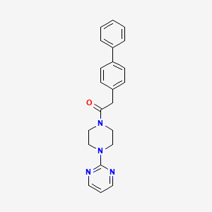Chemical structure of 2-(biphenyl-4-yl)-1-(4-(pyrimidin-2-yl)piperazin-1-yl)ethanone