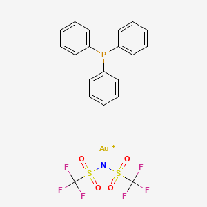 Chemical structure of Triphenylphosphinegold(I) bis(trifluoromethanesulfonyl)imidate