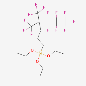 Chemical structure of Triethoxy[5,5,6,6,7,7,7-heptafluoro-4,4-bis(trifluoromethyl)heptyl]silane