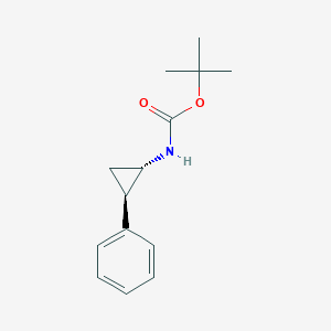 Chemical structure of trans-tert-buthyl-2-phenylcyclopropyl carbamate