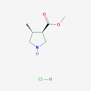Chemical structure of Trans-methyl-4-methylpyrrolidine-3-carboxylate hydrochloride