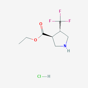 Chemical structure of trans-ethyl 4-(trifluoromethyl)pyrrolidine-3-carboxylate hydrochloride