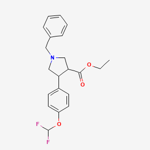 Chemical structure of Trans-ethyl -1-benzyl-4-(4-(difluoromethoxy)phenyl)pyrrolidine-3-carboxylate