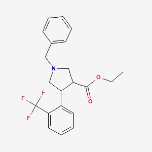 Chemical structure of Trans-ethyl 1-benzyl-4-(2-(trifluoromethyl)phenyl)pyrrolidine-3-carboxylate