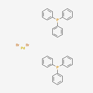 Chemical structure of trans-Dibromobis(triphenylphosphine)palladium(II)