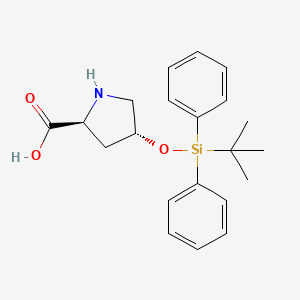 Chemical structure of trans-4-(tert-Butyldiphenylsilyloxy)-L-proline
