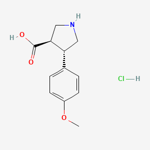 Chemical structure of Trans-4-(4-methoxyphenyl)pyrrolidine-3-carboxylic acid-HCl