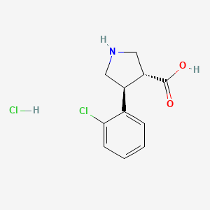 Chemical structure of trans-4-(2-Chlorophenyl)pyrrolidine-3-carboxylic acid hydrochloride
