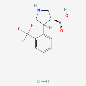 Chemical structure of trans-4-(2-(Trifluoromethyl)phenyl)pyrrolidine-3-carboxylic acid hydrochloride