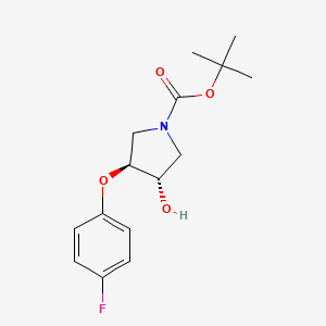 Chemical structure of trans-3-(4-Fluorophenoxy)-4-hydroxy-1-Boc-pyrrolidine