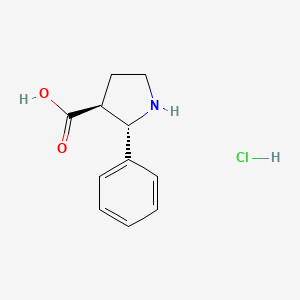 Chemical structure of trans-2-Phenyl-pyrrolidine-3-carboxylic acid hydrochloride