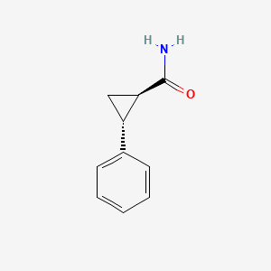 Chemical structure of trans-2-phenylcyclopropane-1-carboxamide