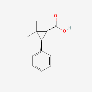 Chemical structure of trans-2,2-dimethyl-3-phenylcyclopropane-1-carboxylic acid