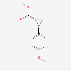 Chemical structure of trans-2-(4-methoxyphenyl)cyclopropane-1-carboxylic acid
