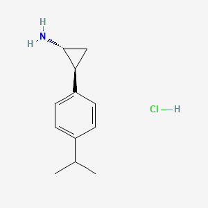 Chemical structure of trans-2-(4-isopropylphenyl)cyclopropan-1-amine hydrochloride