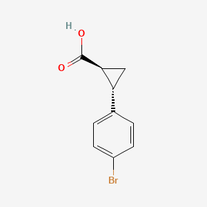 Chemical structure of trans-2-(4-broMophenyl)cyclopropanecarboxylic acid