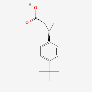 Chemical structure of trans-2-(4-(tert-butyl)phenyl)cyclopropane-1-carboxylic acid