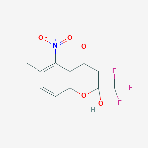 Chemical structure of trans-2-(3-nitro-4-(trifluoromethoxy)phenyl)cyclopropane-1-carboxylic acid