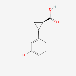 Chemical structure of trans-2-(3-methoxyphenyl)cyclopropane-1-carboxylic acid