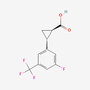 Chemical structure of trans-2-(3-fluoro-5-(trifluoromethyl)phenyl)cyclopropane-1-carboxylic acid